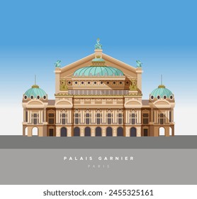 The Palais Garnier - Wahrzeichen Opera House - Paris Frankreich Stock Illustrationas EPS 10 File