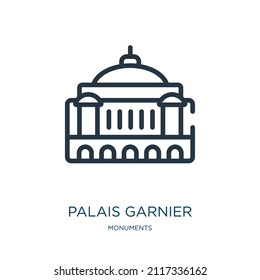 palais garnier thin line icon. garnier, building linear icons from monuments concept isolated outline sign. Vector illustration symbol element for web design and apps.