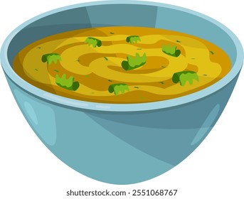 Palak paneer. Indian food bowl cartoon icon