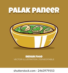 Palak paneer Indian food vector illustration