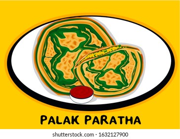 Palak Paratha indian Street Food Vector