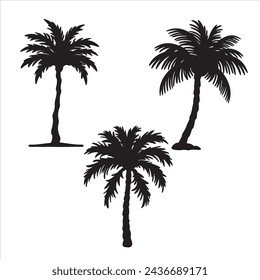 Palam tree silhouettes. with fully editable