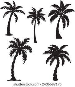 Palam tree silhouettes. with fully editable