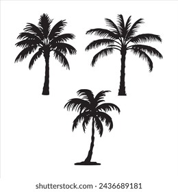Palam tree silhouettes. with fully editable