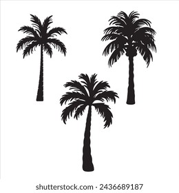 Palam tree silhouettes. with fully editable