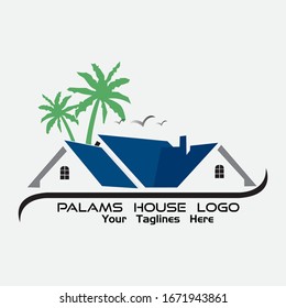 Palams house logo design with tree and birds