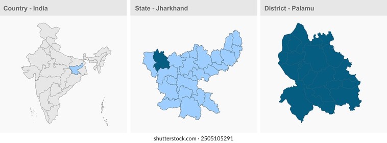 Palamu district map (Jharkhand State, Republic of India), Palamu District, Jharkhand state, Republic of India, Government of Jharkhand, Indian territory, Eastern India, politics, village, tourism