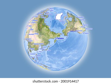 Palana-Russland wird auf der Weltkarte der Vektorgrafik angezeigt. Die Karte zeigt die Lage von Palana-Russland in der Welt.
