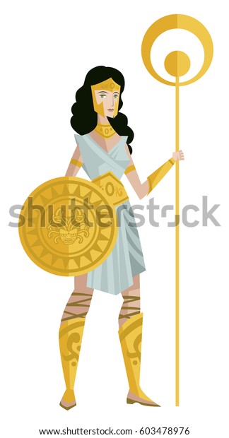 Palas Athena Minerva Goddess Wisdom Greek Stock Vector (Royalty Free ...