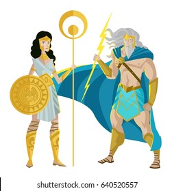 palas athena minerva and jupiter zeus god of the ray greek roman mythology god and goddess