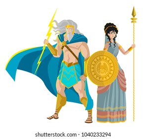 palas athena minerva and zeus jupiter gods