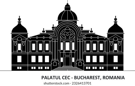 Palatul CEC Palace bucharest romania vector flat black