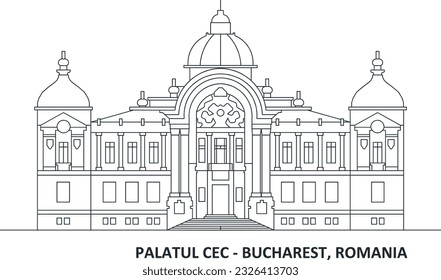 Palatul CEC Palace bucharest romania vector flat