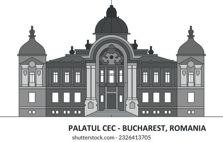 Palatul CEC Palace bucharest romania vector flat gray