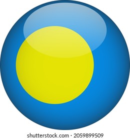 Icono de la bandera del país redondeado de Palau 3D