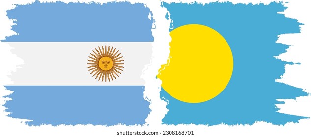 Palau and Argentina grunge flags connection, vector