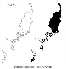 Palau Blank Map, Palau Map Outline Vector Images