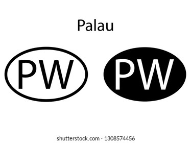 Palau country code icon.  Iso code country domain name.   PW - Palau abbreviated. vector
