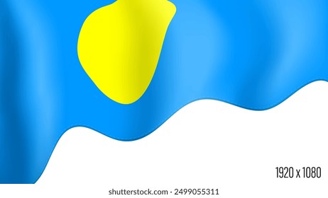 Palau country flag realistic independence day background. Palau commonwealth banner in motion waving, fluttering in wind. Festive patriotic HD format template for independence day