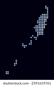 Palau dotted map. Digital style map of the country on a dark background. Palau shape with square dots. Colored dots style. Large size squares. Artistic vector illustration.