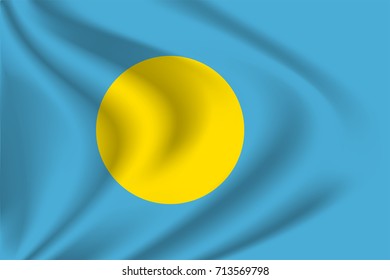 Palau flag background with cloth texture. Palau Flag vector illustration.