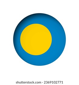 Palau flag - behind the cut circle paper hole with inner shadow.