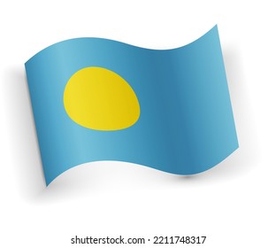 Palau flag bended and lying on white background