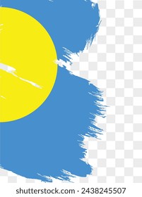 Palau flag with brush paint textured isolated  on png or transparent background. vector illustration
