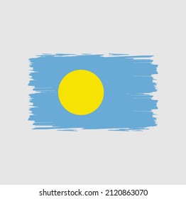 Palau flag with brush stroke background