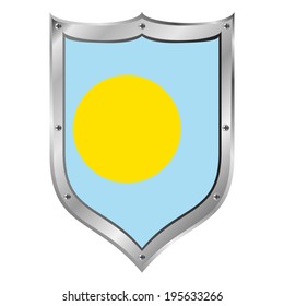 Palau flag button on a white background. Vector illustration.