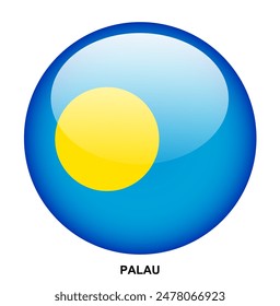 BOTÓN de la bandera de PALAU sobre fondo blanco