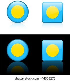 palau Flag Buttons on White and Black Background Original Vector Illustration