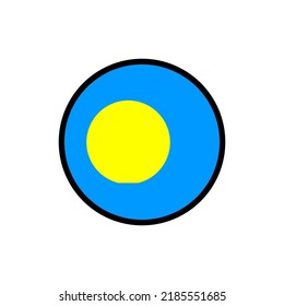 Bandera de Palau en círculo Sobre un fondo blanco