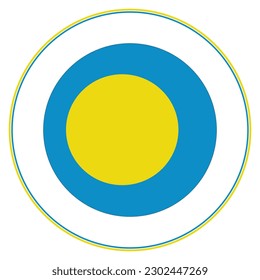 Palau flag in circle. Flag of Palau in round circle. 