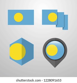 Palau flag design set vector