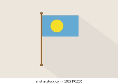 Palau flag with flagpole,vector illustration