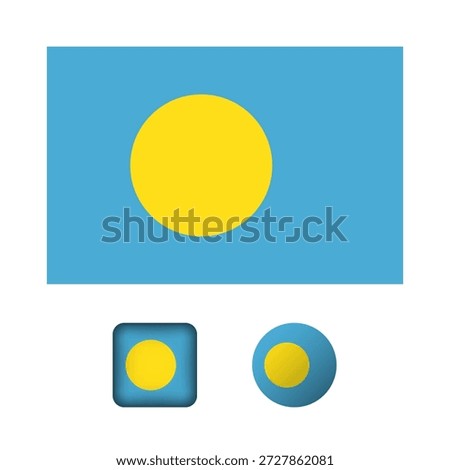 Palau Flag Flat Icons Collection