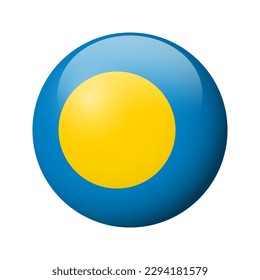 Palau flag - glossy circle badge. Vector icon.