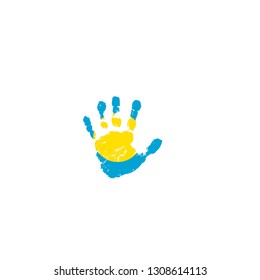 Palau flag and hand on white background. Vector illustration