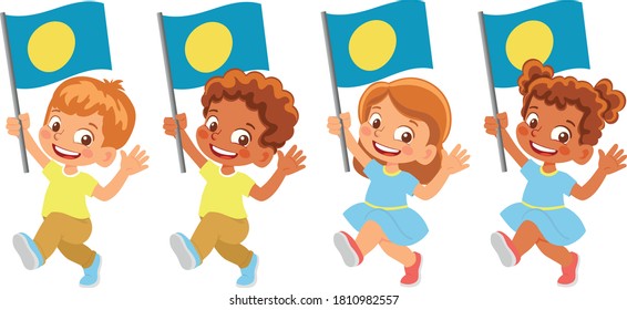 Palau flag in hand set