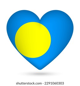 Palau flag in heart shape. Vector illustration.