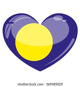Palau Flag Heart Vector Silhouette