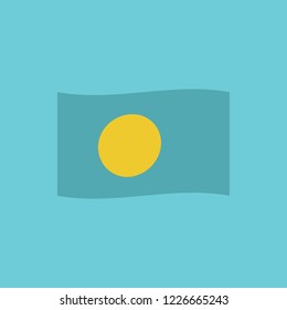 Palau flag icon in flat design. Independence day or National day holiday concept.