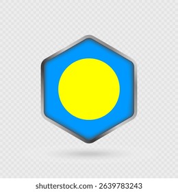Palau Flag Icon in Hexagon Shape.
