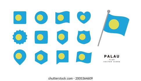  Palau flag icon set vector illustration
