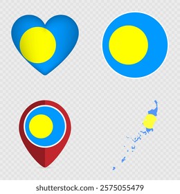 Palau Flag Icons Pack. Vector illustration.