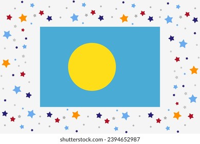 Palau Flag Independence Day Celebration With Stars