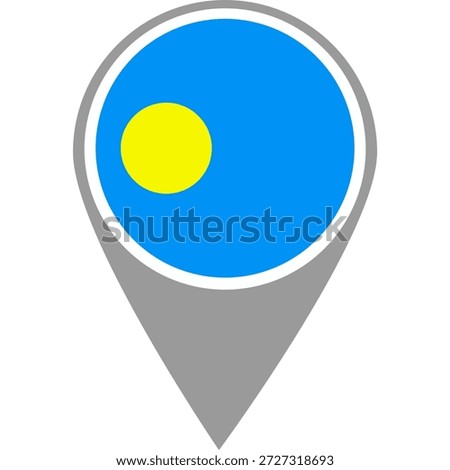 Palau flag location pin, Palau flag on location pin, Palau map pointer in high quality