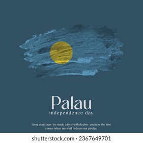 Palau Flag Made of Glitter Sparkle Brush Paint Vector, Celebrating Palau Independence Day.