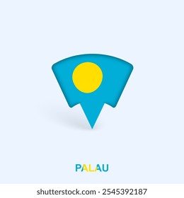 Palau Flag Map Pointer Design with Shadow. Vector illustrator.